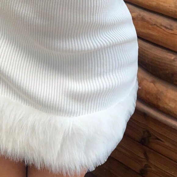 White Casual Women's Round Neck Versatile Long Sleeve Sweater Dress - Picture 7 of 7